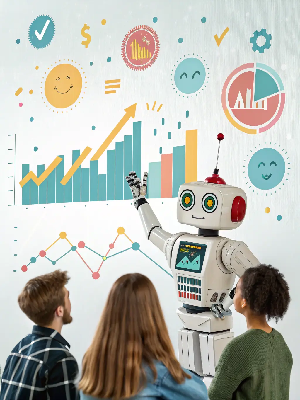 A visually engaging image representing AI Basics, such as a simplified neural network diagram or a friendly robot character teaching basic concepts.